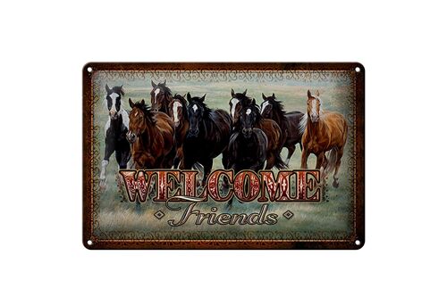 Blechschild Pferde 20x30cm welcome friends