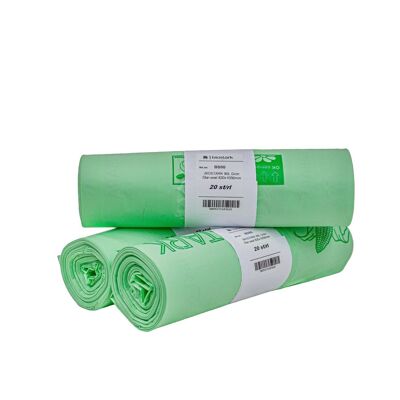 Sac compostable pour restauration de 80 L - 12 rouleaux par caisse, 20 par rouleau