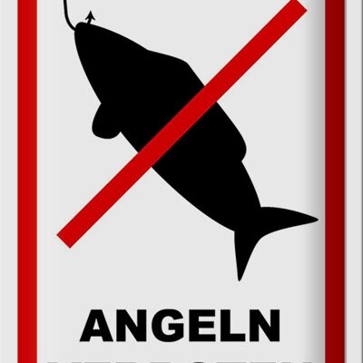 Cartel de chapa advertencia 20x30cm pesca prohibida