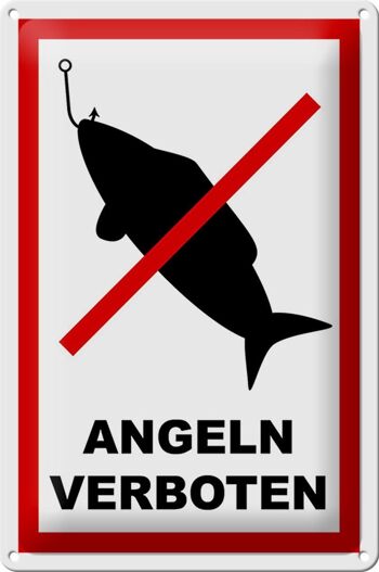 Panneau en tôle avertissement 20x30cm pêche interdite 1