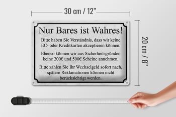 Signe en étain pas de cartes de crédit 30x20cm Seul l'argent liquide est vrai 4