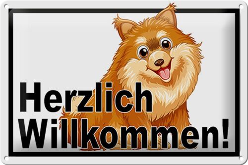 Blechschild Spruch 30x20cm Herzlich Willkommen Hund