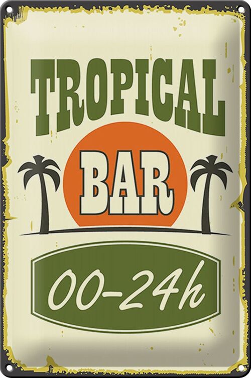 Blechschild 20x30cm Tiki Bar 00 - 24 h