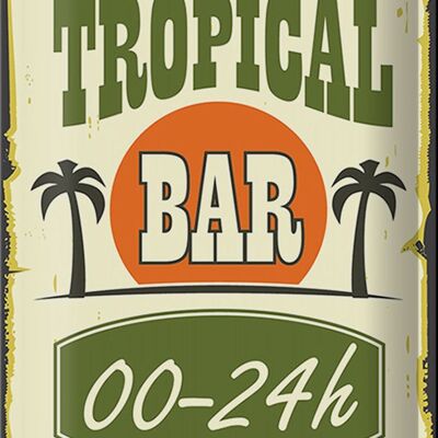 Cartel de chapa 20x30cm Tiki Bar 00 - 24 h