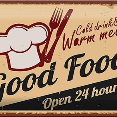 Metal sign Retro 30x20cm Cold drinks and warm meal