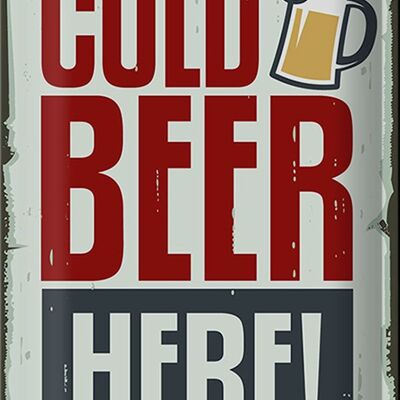 Blechschild 20x30cm Cold beer here Bier