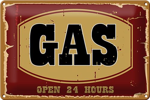 Blechschild Hinweis 30x20cm GAS open 24 hours