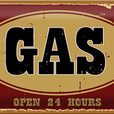 Cartel de chapa aviso 30x20cm GAS abierto 24 horas