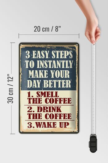 Plaque en tôle rétro 20x30cm 3 étapes faciles pour un meilleur café 4