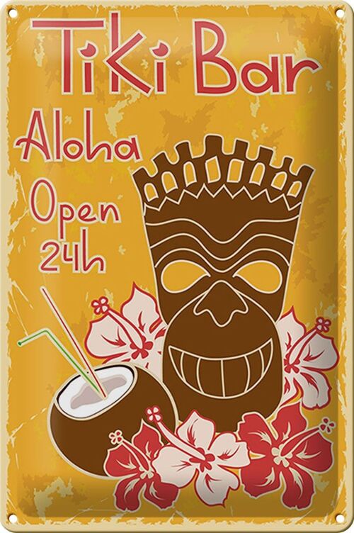 Blechschild Tiki Bar Aloha 20x30cm Hawaii Cocktails Urlaub