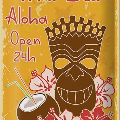 Cartel de chapa Tiki Bar Aloha 20x30cm Hawaii cócteles vacaciones