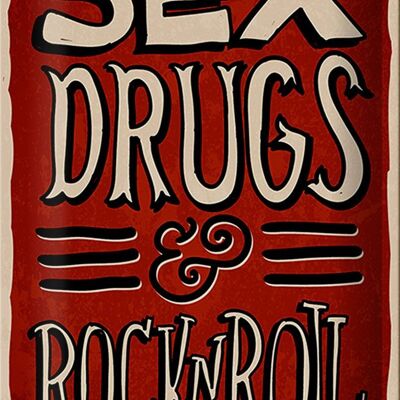 Panneau en étain disant 20x30cm Drogues sexuelles Rock n Roll