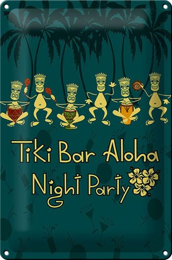 Plaque en tôle Tiki Bar Aloha 20x30cm Hawaii Beach Cocktails 1