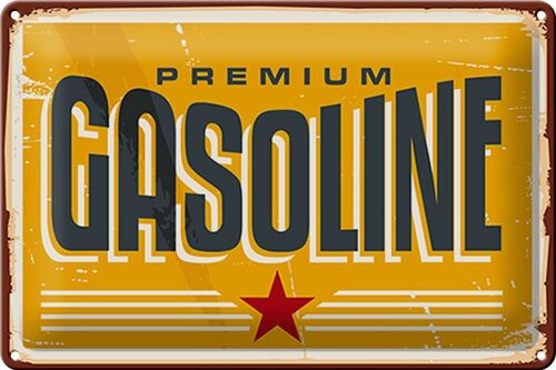 Blechschild Retro 30x20cm Premum Gasoline Tankstelle Benzin