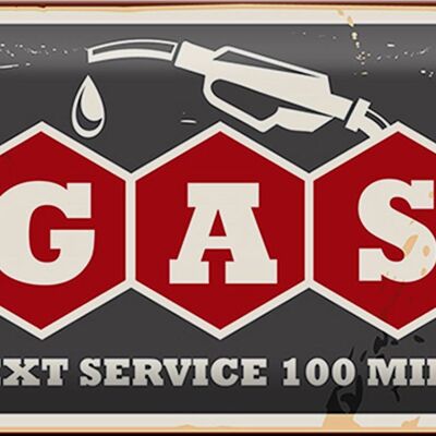 Metal sign retro 30x20cm Gas Auto next service 100 petrol