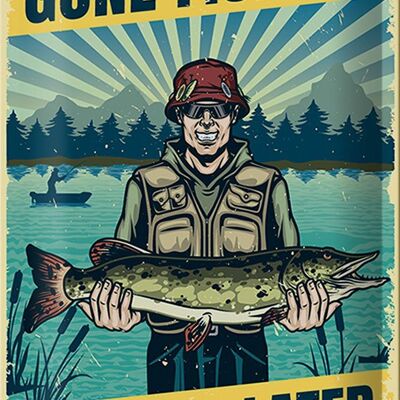 Metal sign retro 20x30cm Gone Fishing