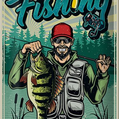 Tin sign fishing 20x30cm Fishing drop a line stay awhile