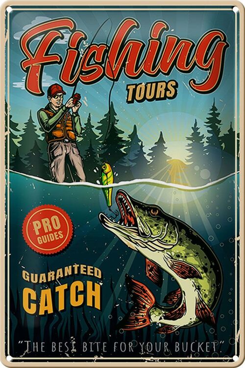 Blechschild Angeln 20x30cm Fishing Tours