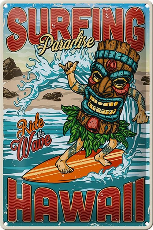 Blechschild Surfing 20x30cm Paradise Hawaii Sommer Sport