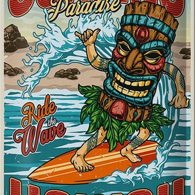 Targa in metallo Surf 20x30 cm Paradise Hawaii Summer Sports