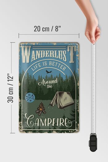 Plaque en tôle rétro 20x30cm Wanderlus camping 4