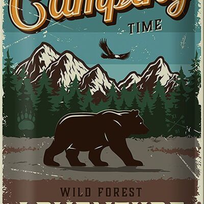 Tin sign Retro 20x30cm Summer Camping Time wild Forest