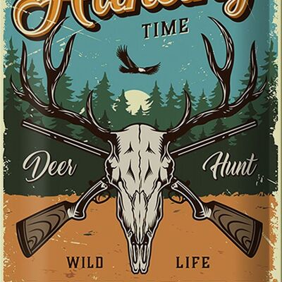 Blechschild Retro 20x30cm Hunting Time Adventure Abenteuer