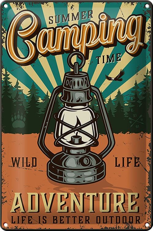 Blechschild Retro 20x30cm Summer Camping Time Adventure