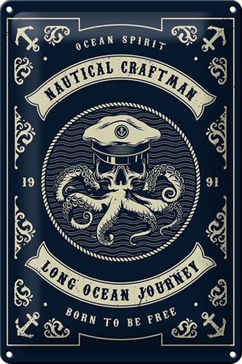 Plaque en tôle marin 20x30cm Natural Craftman Ocean 1