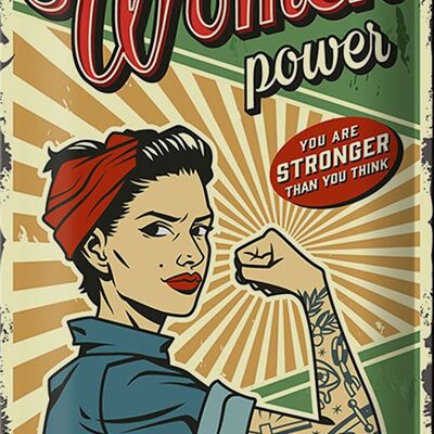 Cartel de chapa Retro 20x30cm Pinup women power Girl strong