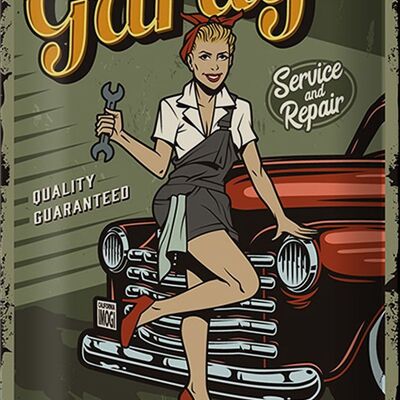 Metal sign Retro 20x30cm Pinup welcome to Garage service