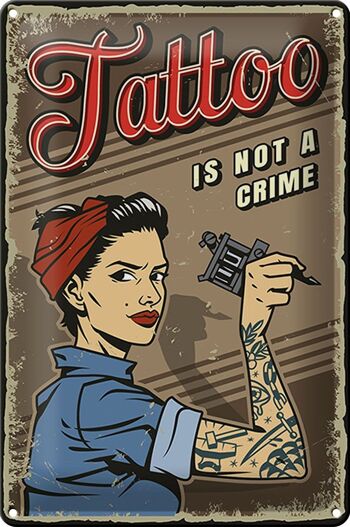 Plaque en étain rétro 20x30cm, Tatoo n'est pas un crime Pinup 1