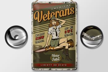 Plaque en tôle rétro 20x30cm Pinup American Veterans Liberty 2