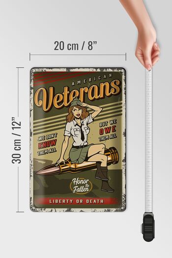 Plaque en tôle rétro 20x30cm Pinup American Veterans Liberty 4