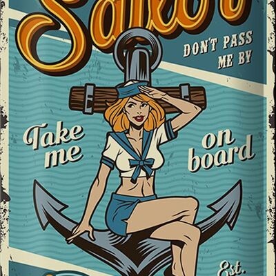 Targa in metallo retrò 20x30 cm Pinup hey Sailor Ocean spirit See