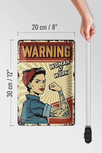 Panneau en étain rétro 20x30cm, avertissement aux femmes au travail 4