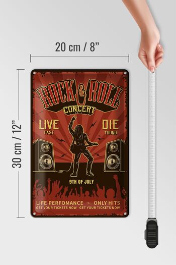Plaque en tôle rétro 20x30cm Rock&Roll Concert live 9 juillet 4