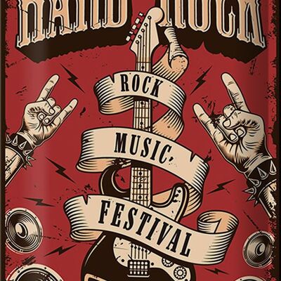 Cartel de chapa retro 20x30cm festival de música hard rock