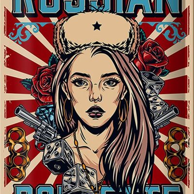 Blechschild Pinup 20x30cm russian roulette