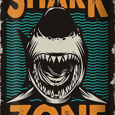 Blechschild Retro 20x30cm Shark Zone Hai See