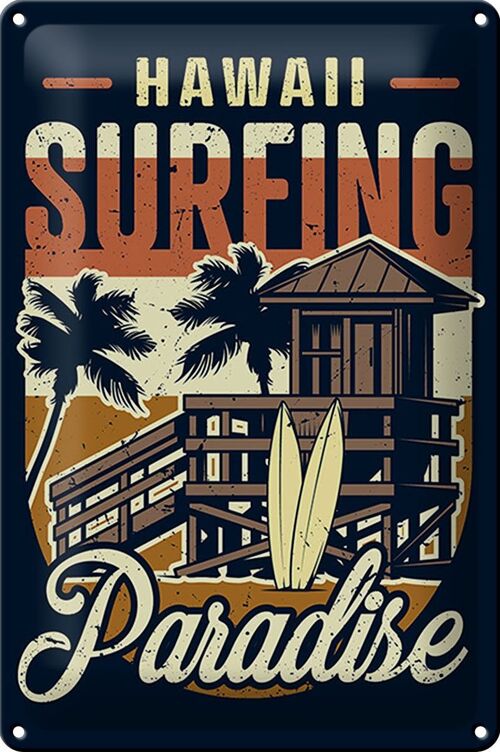Blechschild Hawaii 20x30cm Surfing Paradise