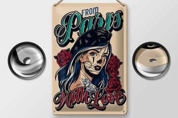 Plaque en tôle Pinup 20x30cm Tatouage de Paris avec amour 2