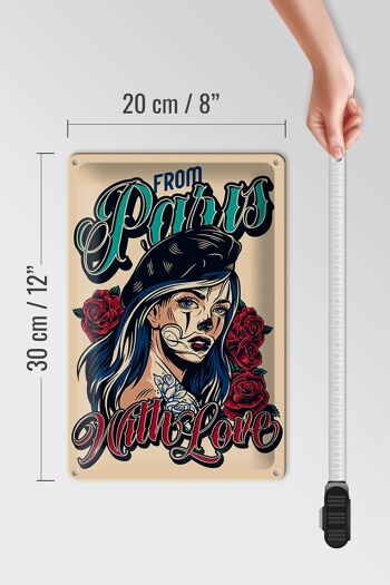 Plaque en tôle Pinup 20x30cm Tatouage de Paris avec amour 4