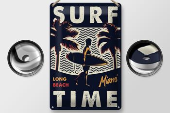 Plaque en tôle Miami 20x30cm Surf time longue plage 2