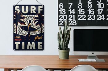 Plaque en tôle Miami 20x30cm Surf time longue plage 3