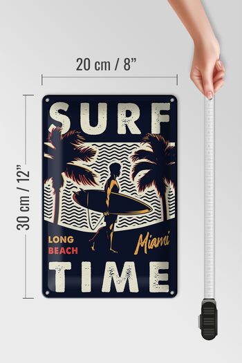 Plaque en tôle Miami 20x30cm Surf time longue plage 4