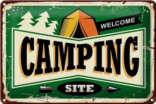 Blechschild Retro 30x20cm Camping welcome