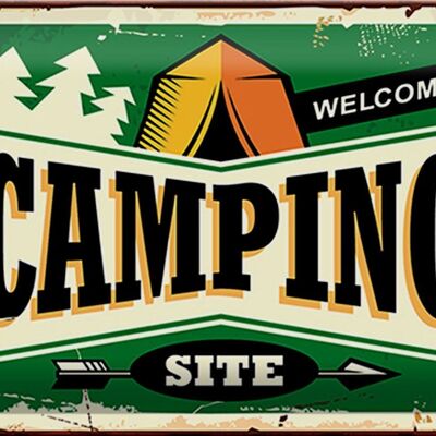 Cartel de chapa retro 30x20cm Bienvenido al camping