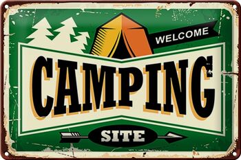 Plaque en tôle rétro 30x20cm Camping bienvenue 1