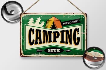 Plaque en tôle rétro 30x20cm Camping bienvenue 2